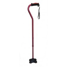 Walking Cane Swan Neck Stable Quad Ferrule - Red