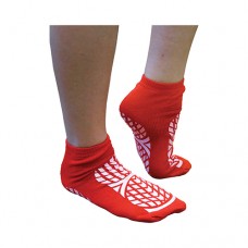 Non Slip Double Sided Patient Sock - Red Medium